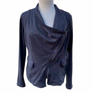 Miilla Faux Suede Jacket Asymmetrical Zipper Women's Small Moto Black